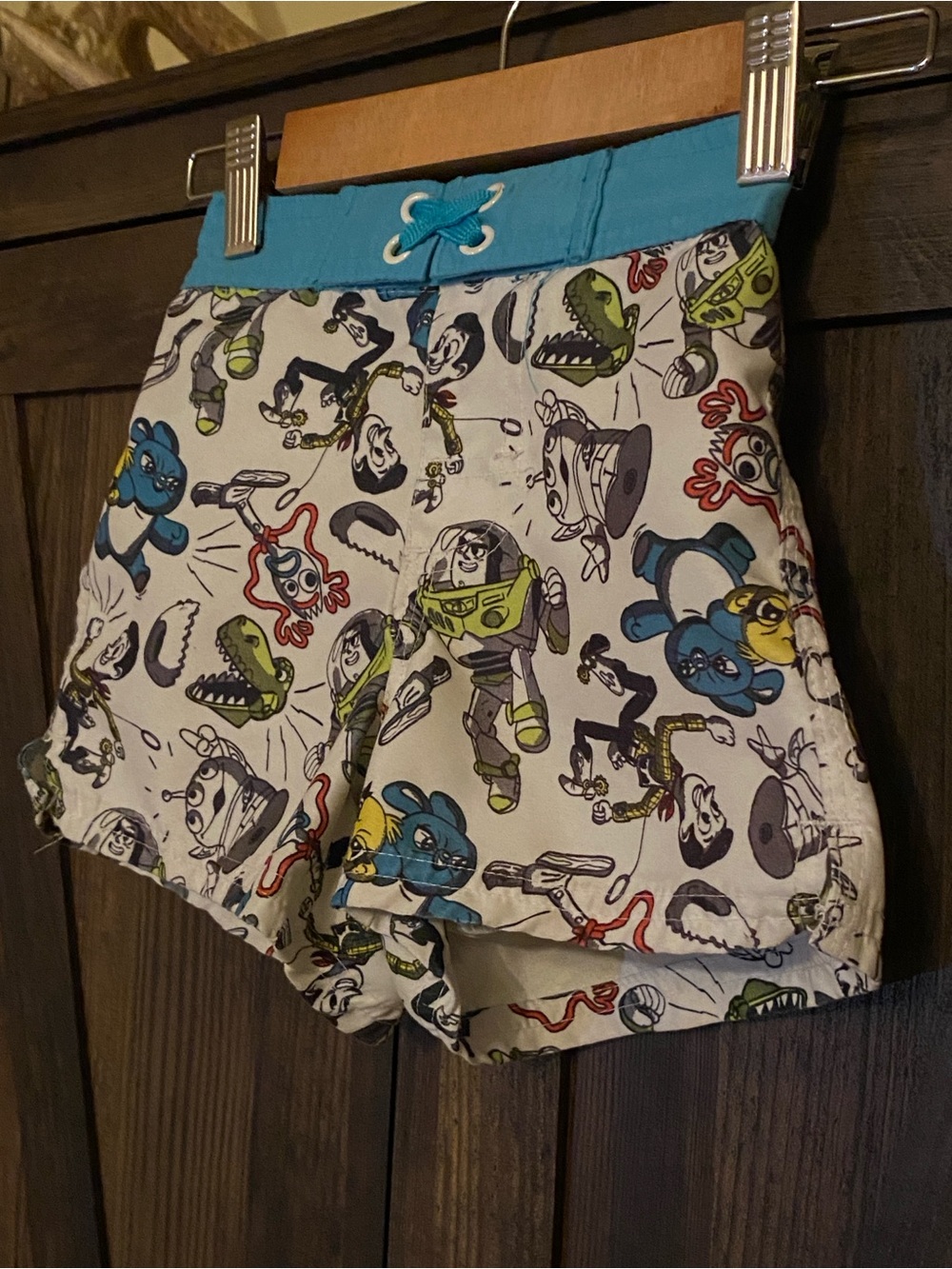 Disney Toy Story Print Swim Trunks with Teal Waistband